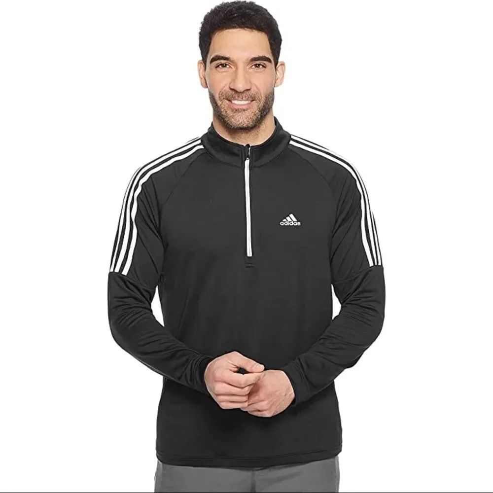 ✨HP✨adidas Men's 3 Stripe Shoulders to sleeves 1/4 Zip Pullover✨